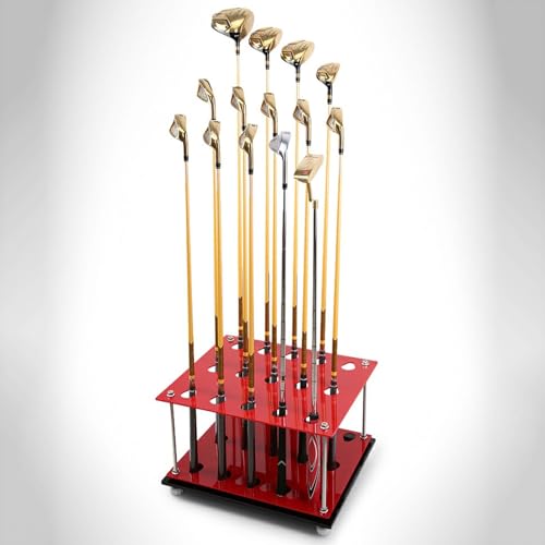 Acrylic Golf Club Stand Holder for Garage, Cue Display Rack Golf Putter Stand for Storage 15 Golf Clubs, Golf Putter Rack Floor for Indoor Home Office