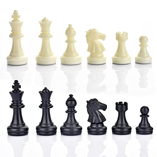 Chess Pieces Only, Magnetic Plastic Chessman Set for Replacement of Missing Pieces, Include Storage Bag (1.96” King - Small)
