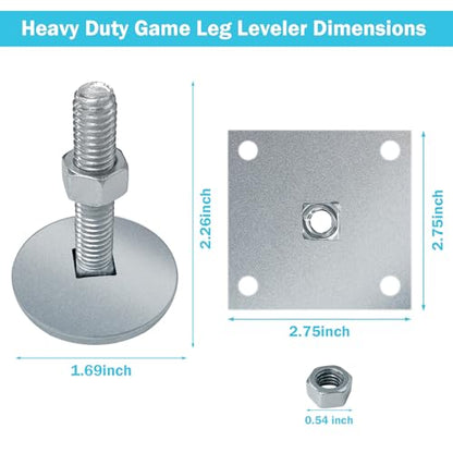 BigEmpty Heavy Duty 2" Leg Levelers Set with Square Metal Plate Compatible with Arcade Game Cabinets(4PCS)