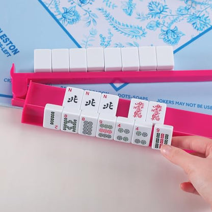 4 Pcs 18.7 Inch Hot Pink Acrylic Mahjong Tile Racks with Pushers for Game Night American Mahjong Racks Tile Set for Mah Jong Lovers and Beginners - color: Hot Pink