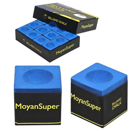 12-Piece Pool Cue Chalk Set Cube Chalk for Pool Cue Billiards Table Accessories with Storage Box,Blue