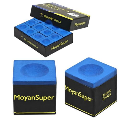 12-Piece Pool Cue Chalk Set Cube Chalk for Pool Cue Billiards Table Accessories with Storage Box,Blue