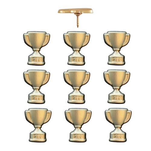 1st Place Trophy Push Pins - Gold First Place Trophy Map Pins for Cork Boards, Maps, or Lapel Use - Designed in USA - Set of 10 - color: 1st Place Trophy - Gold, size: Set of 10