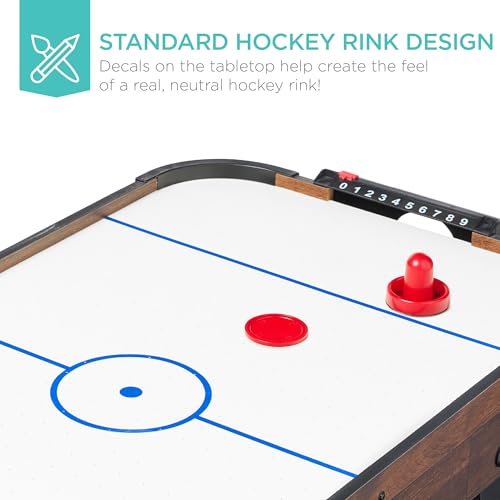 Best Choice Products Portable Tabletop Air Hockey Table for Game Room w/ 100V Motor, Electric Fan, 2 Strikers, 2 Pucks - color: Walnut