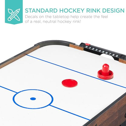 Best Choice Products Portable Tabletop Air Hockey Table for Game Room w/ 100V Motor, Electric Fan, 2 Strikers, 2 Pucks - color: Walnut