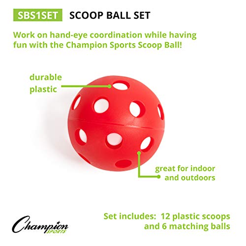 Champion Sports Scoop Ball & Catch Games – Lightweight Plastic Toss & Catch Sets for All Ages - style: Scoop Ball Game Set