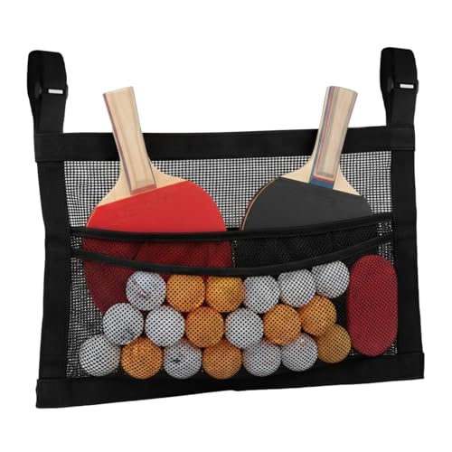 Ping Pong Paddle Case with Mesh Storage Bag, Large Capacity Table Tennis Organizer Holds up to 4 Paddles and 20+ Balls, Adjustable Strap with Sponge Cleaner for Game Room Club