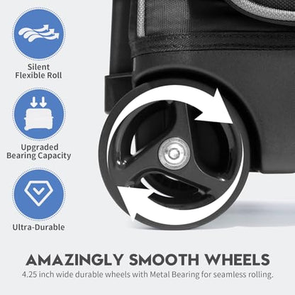 Mangrove 3 Ball Bowling Bag with Wheels & Shoe Compartment, Deluxe Bowling Ball Bag 3 Ball Roller, Rolling Triple-Ball Bag w/Accessory Pocket & Retractable Handle Extends to 40'' - color: Black