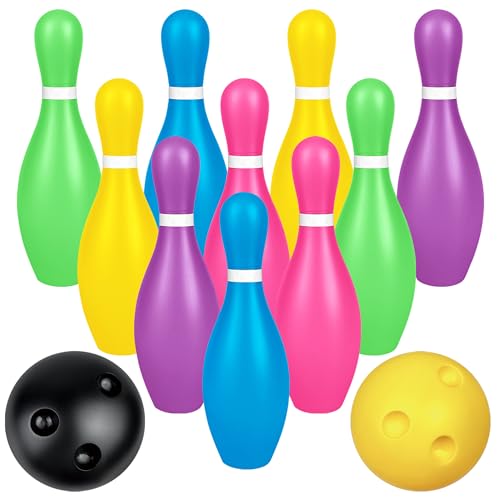 Colorful Plastic Bowling Pins Set for Indoor Outdoor Mini Bowling Set Active Play Suitable for Boys and Girls Birthdays Indoor Outdoor Activities Party Gifts