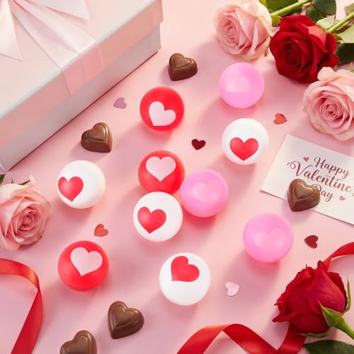 Soulchen 24 Pcs Valentines Day Table Tennis Balls Bulk 40 mm Heart Table Tennis Ball Red Pink White Valentines Funny Novelty Toys Accessories for Beer Game Birthday Gift Party Decorations - style: Heart