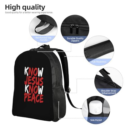 Know Jesus Know Peace.Jpeg Backpacks For Men Women Book Bag Travel Hiking Camping Work Lightweight - color: Ye14