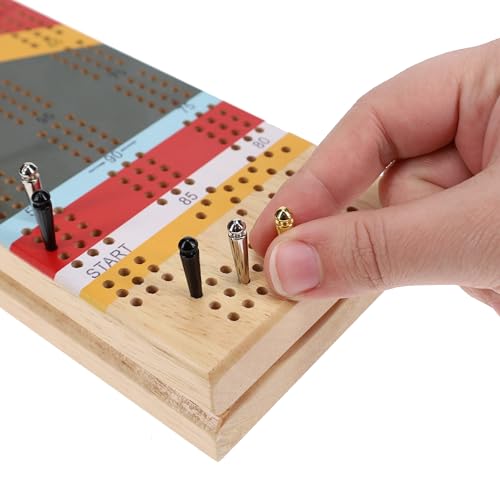Pacific Shore Games Canoe Cribbage Board Game Set, Camp Nautical Print, Continuous 3 Track Travel Cribbage Boards Unique, Wooden Board Games for Adults, 9 Metal Cribbage Pegs, 12 Inches - style: Camp