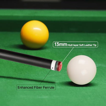 HomeSeason Fiberglass Pool Cue 58" Professional Pool Stick 12.7mm 4-Layer Tip Low Deflection Cue Stick, 3 * 8/8Joint Pin, Ultra-Smooth, Billiard Cue Sticks - color: White/20oz
