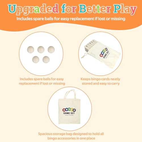 Deluxe Wooden Bingo Game Set with Large Metal Bingo Cage, 25 Reusable Bingo Cards, 75 Wooden Bingo Balls & Number Board, 700 Chips – Bingo Game for Adults, Family Game Night & Large Groups