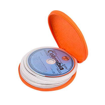 ELEZAY Small CD Case Round Felt 20 Capacity CDs Storage Wallet DVD Disc Holder,Orange - color: A-Orange