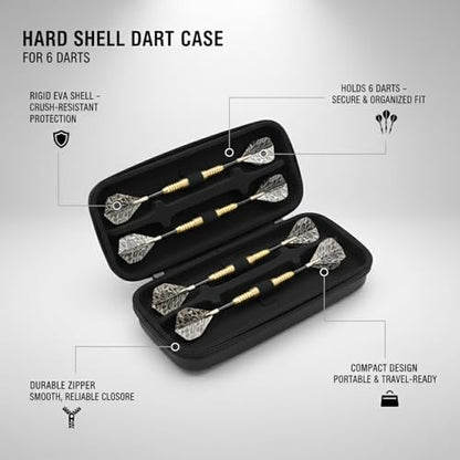 Hard Shell Dart Case for 6 Darts - Protective EVA Wallet with Fabric Exterior, Compact Travel Holder for Steel or Soft Tip Darts