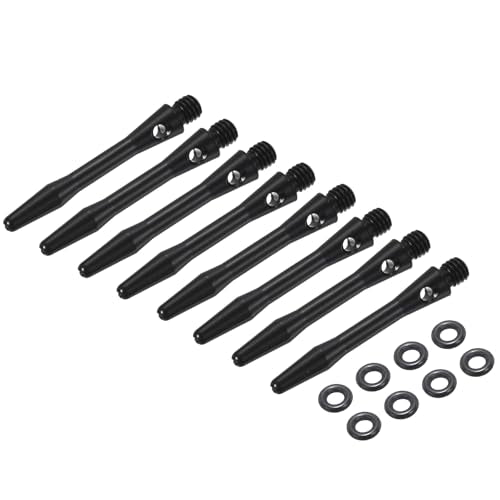 PATIKIL Aluminum Dart Shafts 2BA Thread Dart Stems Replacement Accessories with Rubber Rings for Steel Tip - color: Black, size: 35mm
