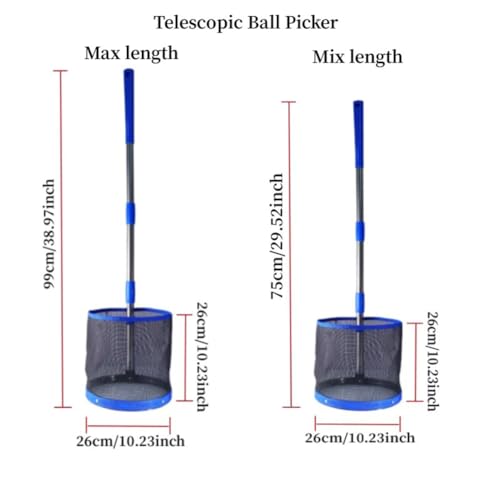 Adjustable Table Tennis Ball Picker, Adjustable Ping Pong Ball Picker Hold Up About 120 Table Tennis Balls, Adjustable Length Table Tennis Ping Pong Balls Collector for Picking and Storage Yellow