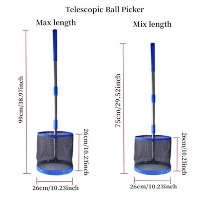Adjustable Table Tennis Ball Picker, Adjustable Ping Pong Ball Picker Hold Up About 120 Table Tennis Balls, Adjustable Length Table Tennis Ping Pong Balls Collector for Picking and Storage Yellow