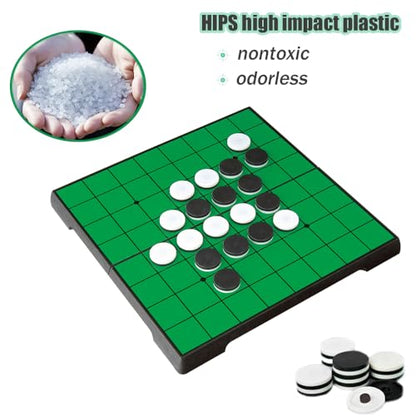 Reversi (Othello) Board Game Set -9.5", Magnetic Folding Strategy Travel Game for Kids and Adults