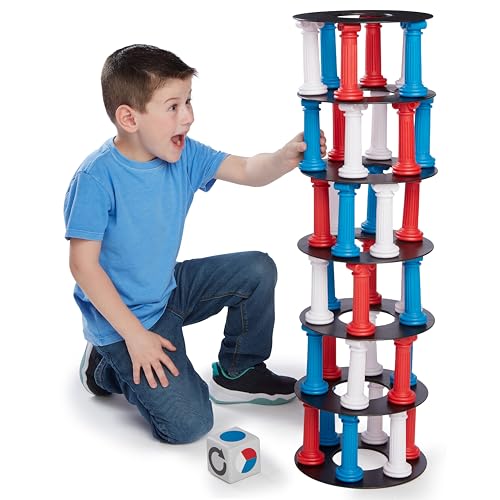 NSG Giant Tumbling Tower Game - Classic Stacking Game, 36 Colorful Pieces, Foam Dice, and Travel Storage Bag - Party Game for Friends and Family Ages 5 and up