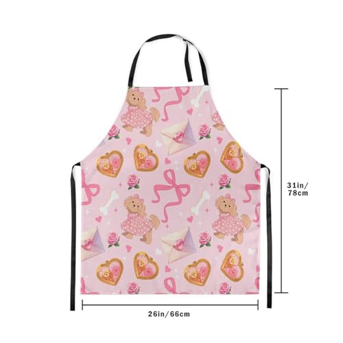 Castle Fairy Cute Rabbit Deer Kitchen Apron - color: Dog Pink Bow