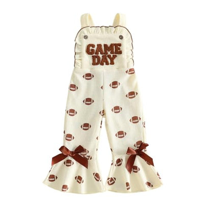 Toddler Baby Girl Football Outfit Game Day Bottom bell Overall Rugby Romper - size: 6-12 Months