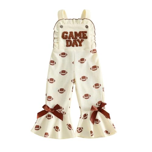Toddler Baby Girl Football Outfit Game Day Bottom bell Overall Rugby Romper - size: 12-18 Months