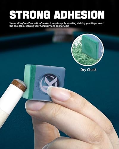KONLLEN Magnetic Pool Chalk Holder and Nano Cue Chalk Set, Low-Dust Billiard Chalk Combo with Quick One-Hand Access for Better Grip and Control - color: Green-2 piece