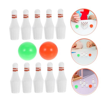 Abaodam 1Set Miniature Bowling Set Pins Balls Realistic Bowling Game for Doll House Decor Safe Lightweight and Highly Simulated Desktop Bowling for Adults