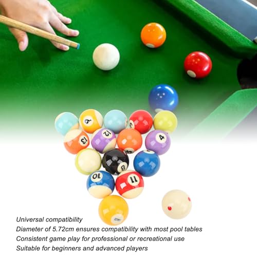 Billiard Balls Complete 16 Ball Set, Billiard Pool Balls, Professional Regulation Size Billiards Pool Balls Set, Resin High Friction Prevention, Pool Table Accessories