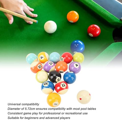 Billiard Balls Complete 16 Ball Set, Billiard Pool Balls, Professional Regulation Size Billiards Pool Balls Set, Resin High Friction Prevention, Pool Table Accessories
