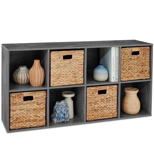 Best Choice Products 8-Cube Storage Organizer, 11in Shelf Opening, Bookcase, Display Shelf, Customizable w/ 3 Removable Back Panels – Dark Gray - color: Dark Gray, size: 8-Cube, 11in Shelf Opening