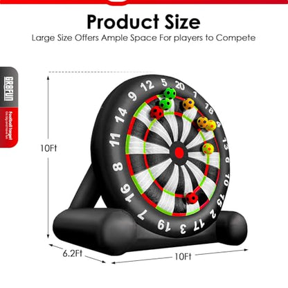 Inflatable Soccer Dart Board Giant Outdoor Soccer Dart Board with UL Blower, Portable Blow Up Games for Gym Camp Yard Sport Game(Black)
