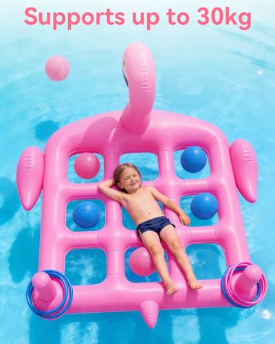 Utook Pool Party Toys Games Set -Giant Tic Tac Toe Pool Toy- 2-in-1 Inflatable Games -Thickened Leak-Proof PVC, Outdoor Water Toys for Toddlers Kids Age 4+, Use in Pool Beach Lawn