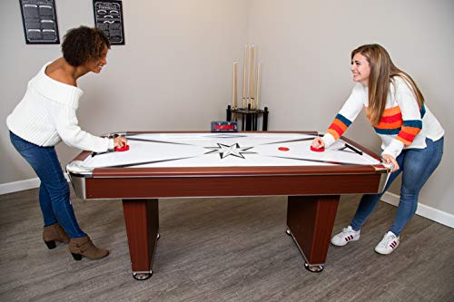 Hathaway Midtown 6' Air Hockey Family Game Table with Electronic Scoring, High-Powered Blower, Cherry Wood-Tone, Strikers and Pucks