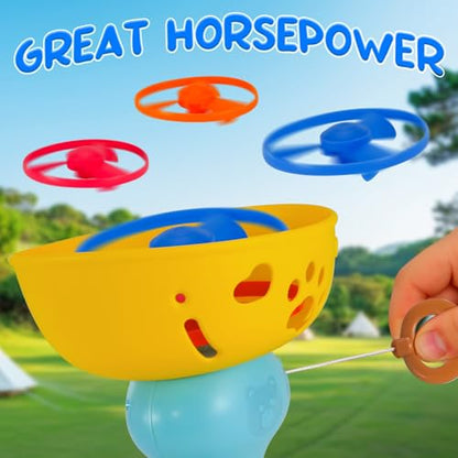 Outdoor Flying Disc Launcher Toys Set Pull-String Launchers Flying Toys Summer Fun Outdoor Activities