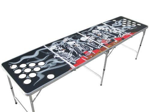 Bones Portable Pong Table with Cup Holes for Football Tailgating, Camping, Halloween Decoration Games.