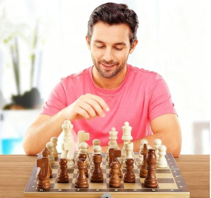 Sumind 80 Pieces Wooden Checkers Pieces 2 in 1 Handcrafted Chess with Drawstring Storage Pouch Wooden Chess Game Set Board Games Accessories in 2 Styles(Classic)