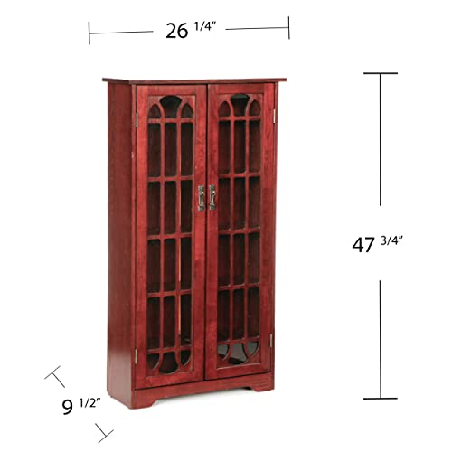 SEI Furniture - Window Pane Media Cabinet - Cherry - Transitional Design, Brown Glass and Wood - Ideal for Home Office, Living Room (MS1073)