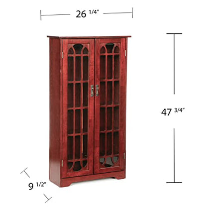 SEI Furniture - Window Pane Media Cabinet - Cherry - Transitional Design, Brown Glass and Wood - Ideal for Home Office, Living Room (MS1073)