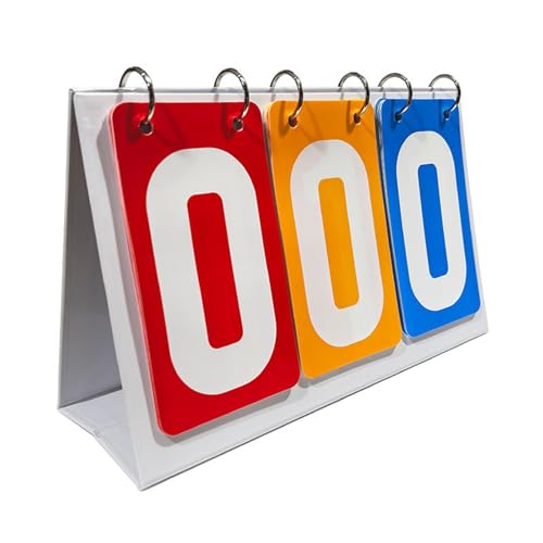 Qianly Sports Scoreboard Portable Tabletop Scorekeeper Manual Flip Number Counter PVC Material Suitable for Coaches Indoor Outdoor Games Multiple Sports, red Yellow Blue