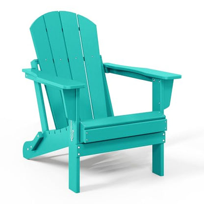 WestinTrends Malibu HDPE Outdoor Patio Folding Poly Adirondack Chair, Turquoise - color: Turquoise, size: 1 Chair