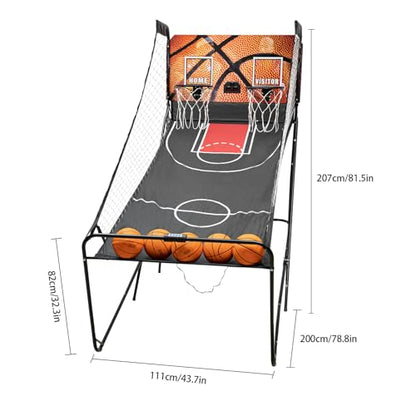 Electronic Basketball Arcade Game Indoor with LED Scoreboard - Dual Shot Basketball Game for Kids and Adults with 8 Game Modes, Collapsible Design for Easy Storage