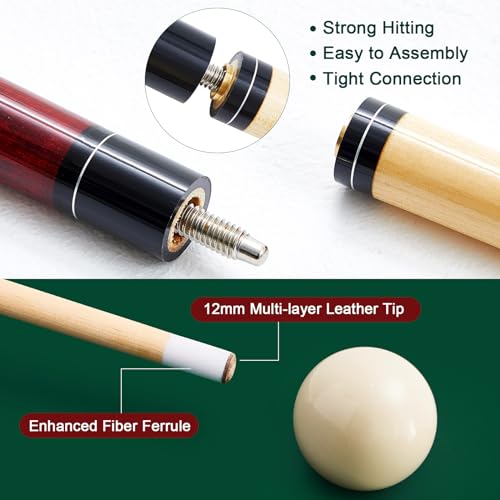 Liliful Pool Table Accessories Billiards Accessories Billiard Pool Balls with Triangle and Diamond Ball Holder Cue Chalks Pool Cue Tip Pool Sticks Pool Table Brush Set (Classic Style)