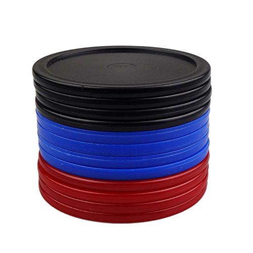 12 Pack 2.5 Inch Air Hockey Pucks for Small Size Table - color: Red Blue Black