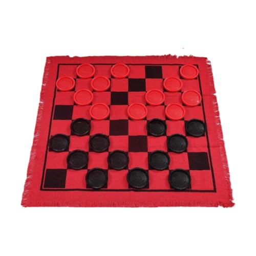 predolo Checkers Board Game Set,Classic 3 in 1 Indoor and Outdoor Activity Checker Game Mat, Toe Game Giant Checkers, red
