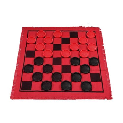 predolo Checkers Board Game Set,Classic 3 in 1 Indoor and Outdoor Activity Checker Game Mat, Toe Game Giant Checkers, red