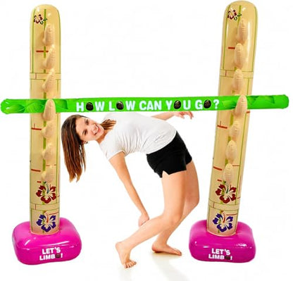 4E's Novelty Summer Inflatable Limbo Game Party Game for Kids Boys Girls Adults Tropical Inflatable Decoration for Indoor Outdoor Bithday Beach Pool Luau Game