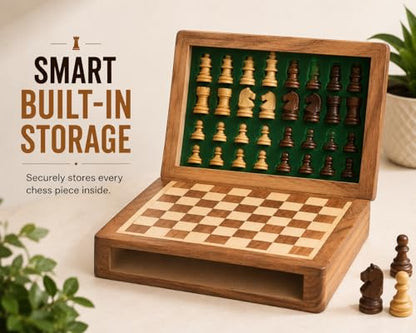 Crafted Chess Art- Handmade Personalised Luxury Chess Set-Mens Personalised Gift- Magnetic Wooden Chess Set- Travel Chess Games - Birthday Chess Gift- (5 Inches) (Acacia Wood) (5 Inches/ 12.7 Cm) - color: 5 Inch Chess Board